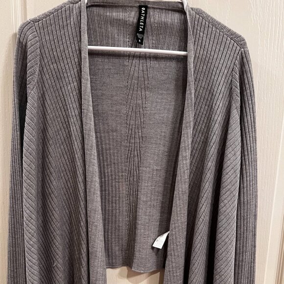Athleta Gray Ribbed Cardigan - Picture 1 of 5